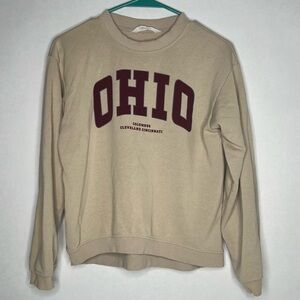 H&M Crew Sweatshirt Girls L 12/14 Beige Tan Ohio‎ Columbus Cleveland Cincinnati